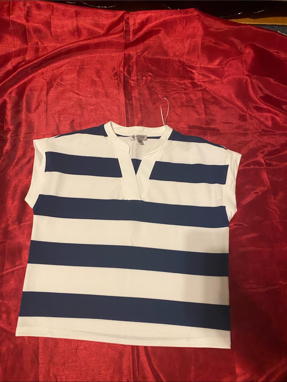 Cable & Gauge Navy and White Striped Short Sleeve Tee